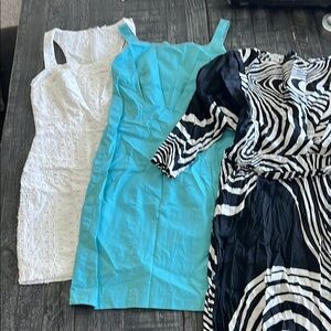 White, Blue, and Black Zebra Print Dresses LOT OF 3 sz 2
